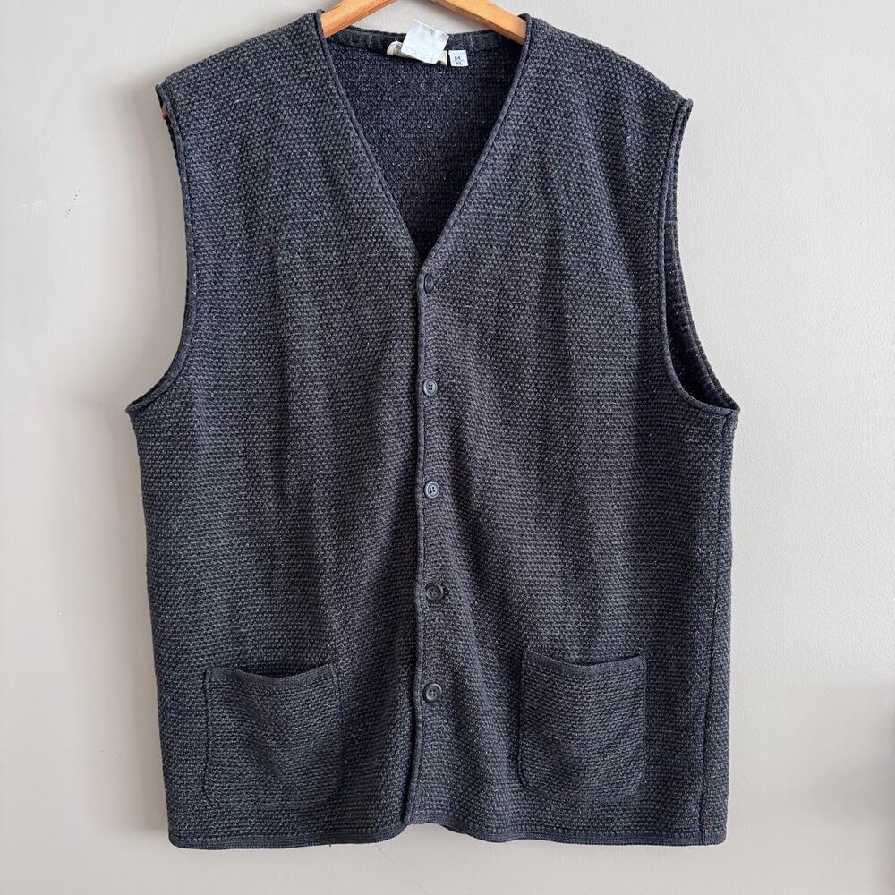 Ermenegildo Zegna Wool Blend Button Front Sweater Vest Gray Made in Italy XL